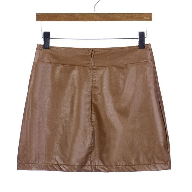 Women Sexy Bandge leather skirt