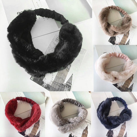 Women Faux Fur Cross Twist Headband