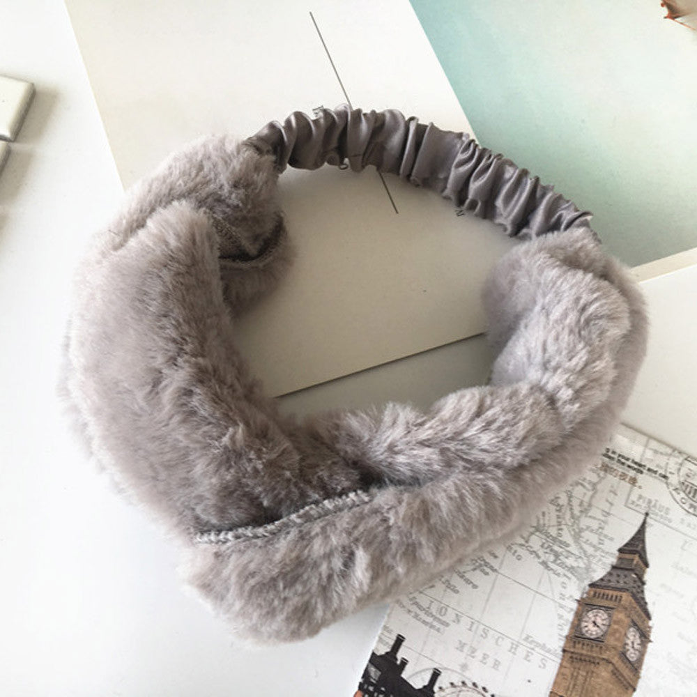 Women Faux Fur Cross Twist Headband