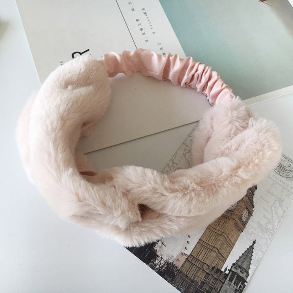 Women Faux Fur Cross Twist Headband
