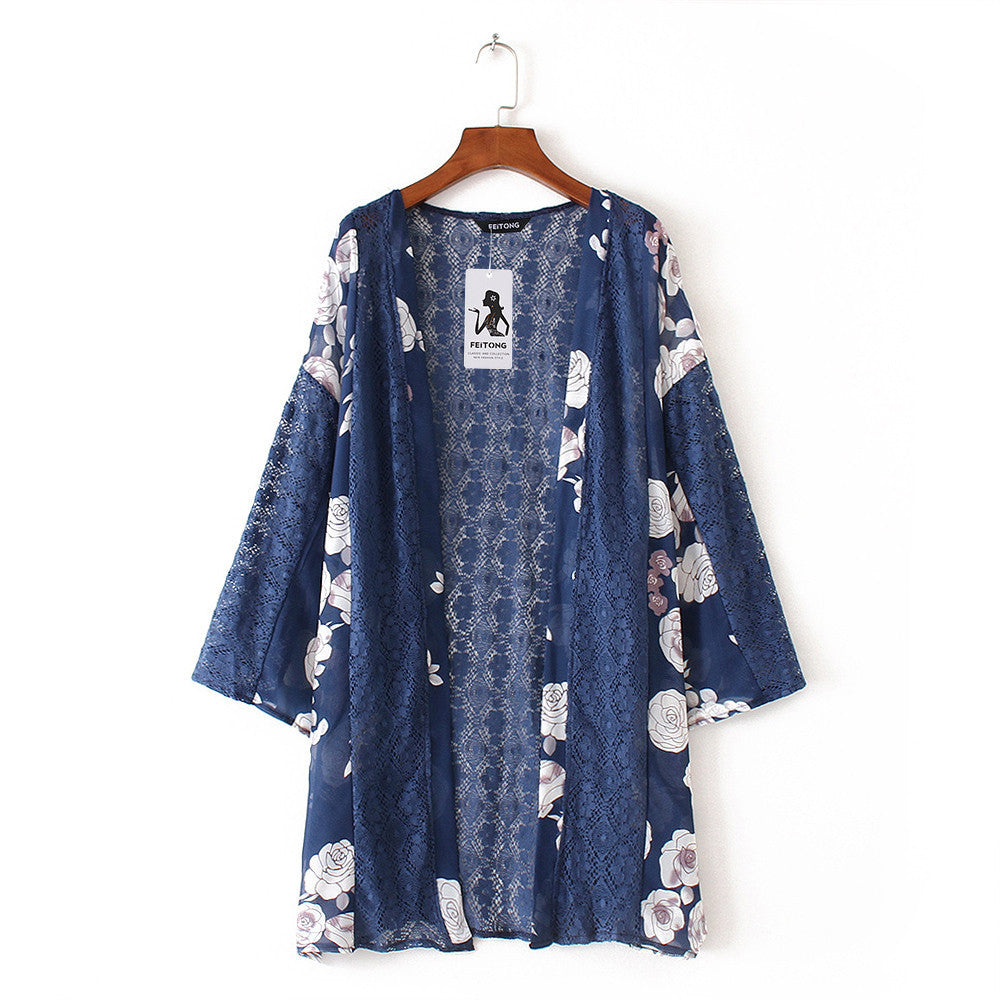 Women Floral Print Beach Chiffon