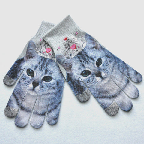 Winter Warm 3D Print Knitted Gloves