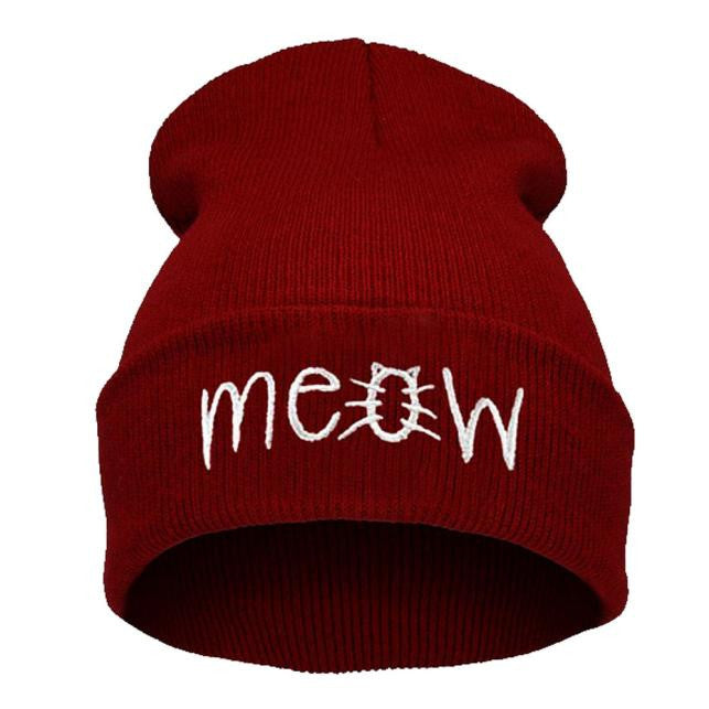 Winter Knitting MEOW Beanie