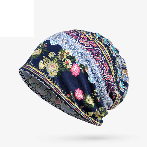 Unisex Print Hat Ruffle Beanie