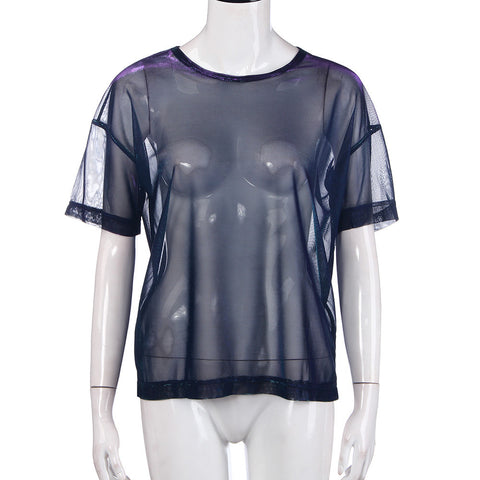 Women Hollow  Round Neck T-shirt